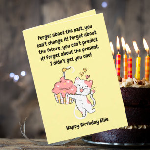 Funny Cute Cat Modern Birthday Greeting Card