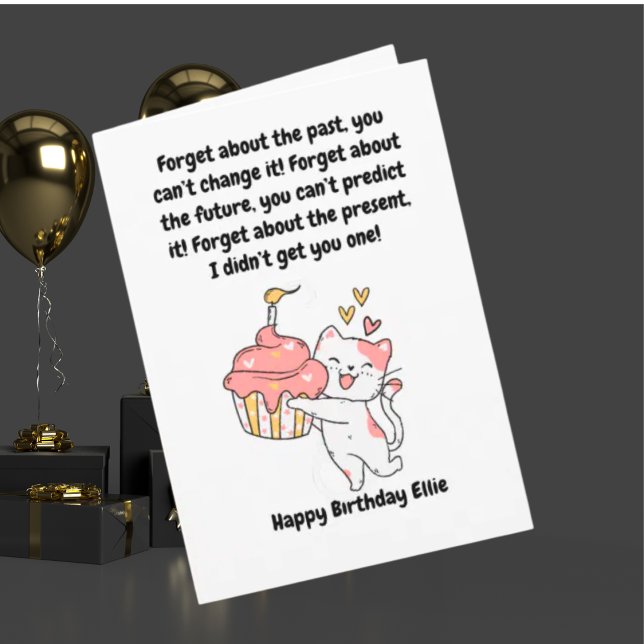 Funny Cute Cat Modern Birthday Greeting Card (Creator Uploaded)
