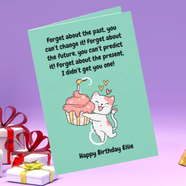 Funny Cute Cat Modern Birthday Greeting Card (Creator Uploaded)