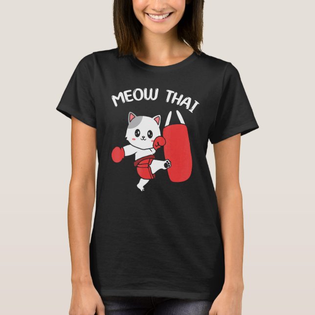 Funny Cute Cat Muay Thai T-Shirt (Front)