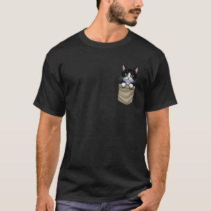 Funny Cute Cat Peeking Out of a Pocket T-Shirt