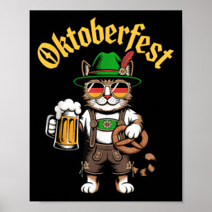 Funny Cute Cat Pretzel Beer Funny Party Adults Poster
