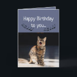 Funny Cute Cat Singing Happy Birthday Card<br><div class="desc">Funny Cute Cat Singing Happy Birthday for those who love cats</div>