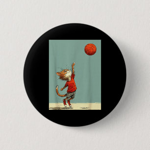 Funny Cute Cat Sports Funny Basketball 6 Cm Round Badge