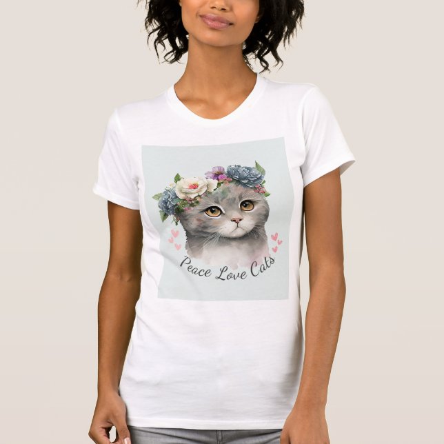 Funny Cute Cat T-Shirt for Cat lovers (Front)