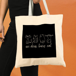 Funny Cute Cat Un Deux Trois Tote Bag