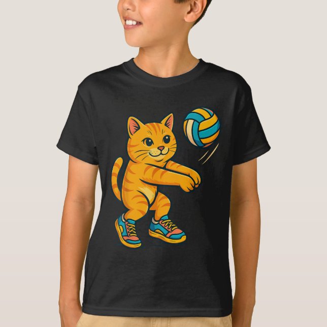 Funny Cute Cat Volleyball Player Fan Tee Trainer T (Front)
