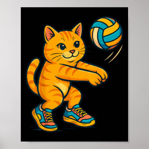 Funny Cute Cat Volleyball Player Fan Tee Trainer T Poster