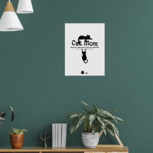 Funny Cute Cat Wine Mum Quote Typography Gift Poster