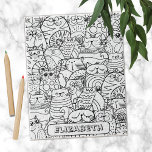 Funny Cute Cats Zen Doodle Colouring Custom Name J Jigsaw Puzzle<br><div class="desc">Custom name colouring puzzle with a whimsical zen-doodle crowd of funny cats for relaxing colouring for kids or adults,  fun activity for cat lovers.</div>