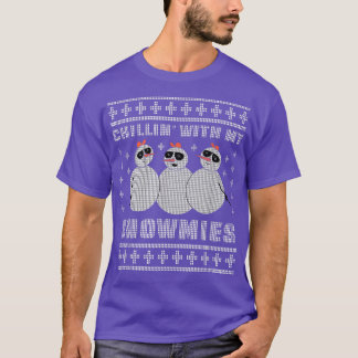 Funny Cute Chillin With My Snowmies Christmas Ugly T-Shirt