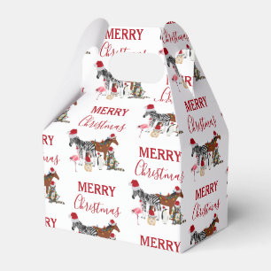 Funny Cute Christmas Animals Santa Hats Lights Favour Box