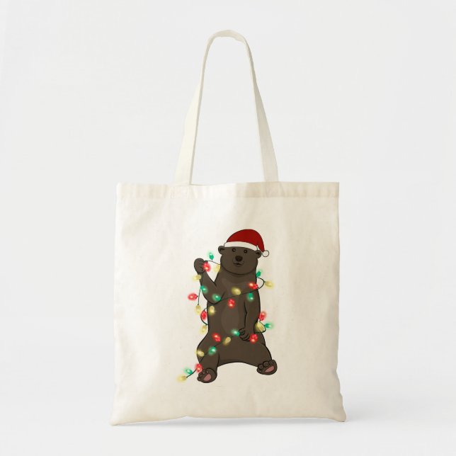 Funny Cute Christmas Bear Tote Bag (Front)