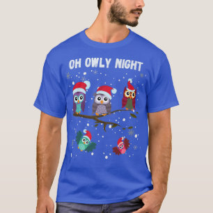 Funny Cute Christmas Owls in Santa Hats Oh Holy Ow T-Shirt