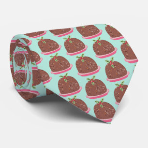 Funny cute Christmas Pudding Holiday Tie