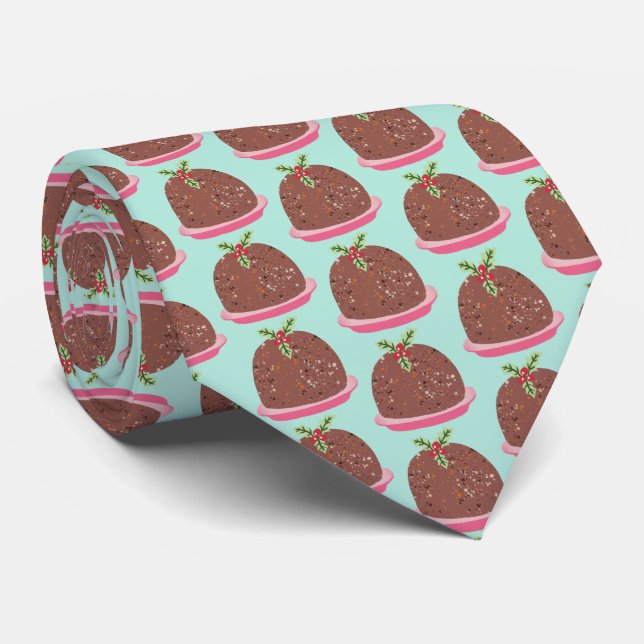 Funny cute Christmas Pudding Holiday Tie (Rolled)
