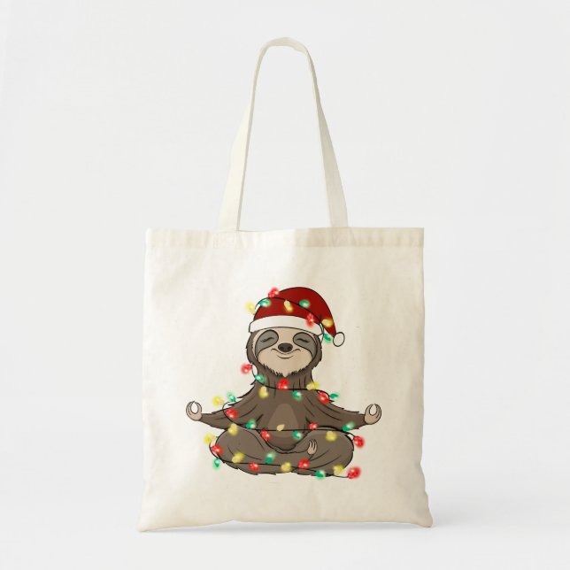 Funny Cute Christmas Sloth Tote Bag (Front)
