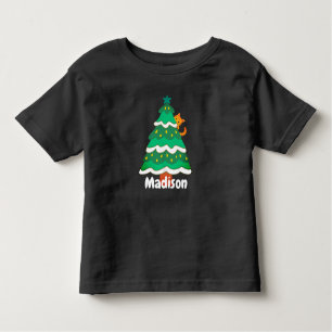 Funny Cute Christmas Tree Cat Personalised   Toddler T-Shirt
