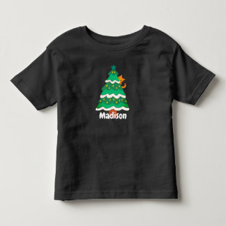 Funny Cute Christmas Tree Cat Personalised Toddler T-Shirt
