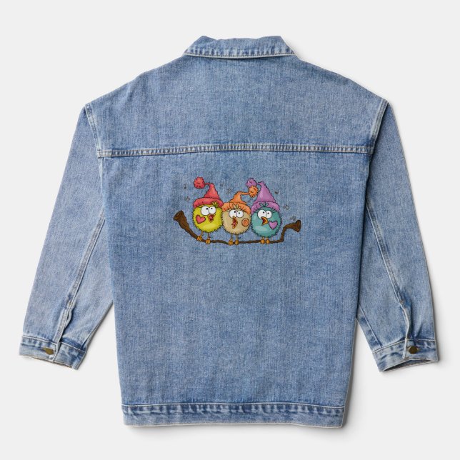 Funny Cute Christmas Womens Denim Jackets (Back)
