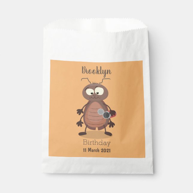 Funny cute cockroach cartoon character favour bags (Front)