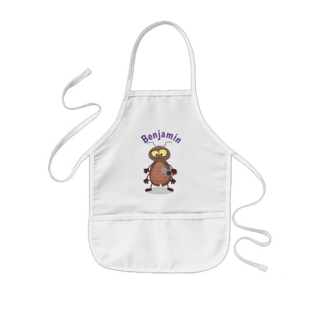 Funny cute cockroach cartoon character kids apron (Front)