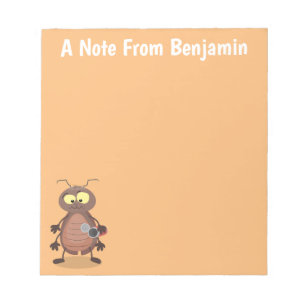Funny cute cockroach cartoon character notepad