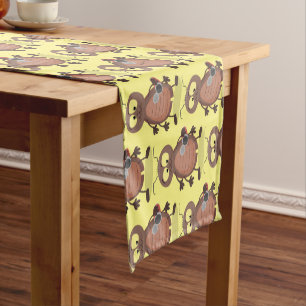 Funny cute cockroach cartoon character short table runner