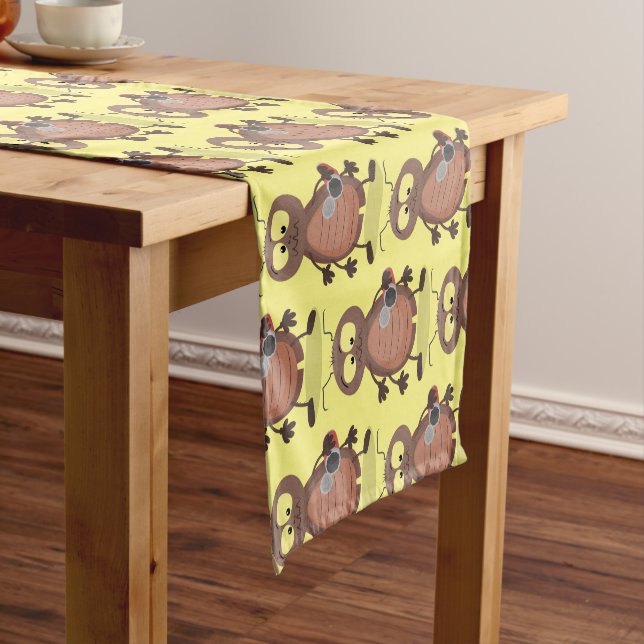 Funny cute cockroach cartoon character short table runner (In Situ)