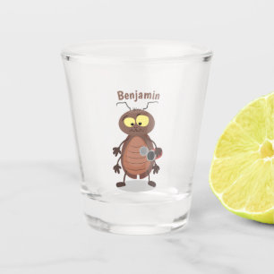 Funny cute cockroach cartoon character shot glass