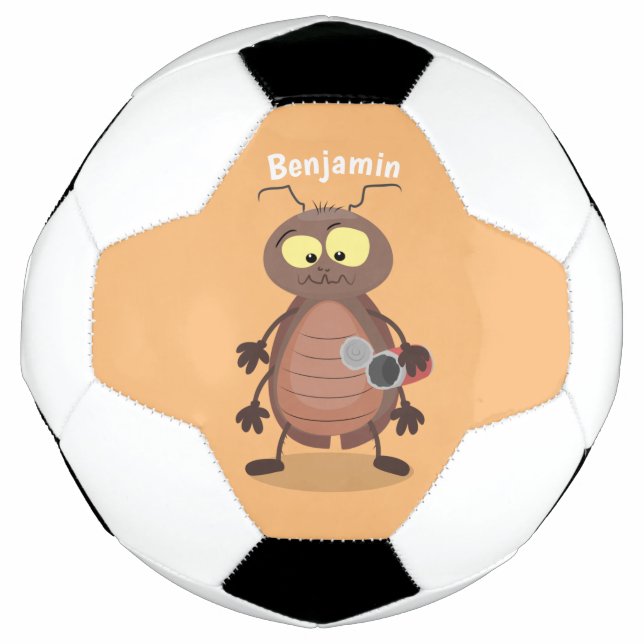 Funny cute cockroach cartoon character soccer ball (Front)