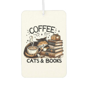 Funny Cute Coffee Cats Books Lover Gift Idea Women Car Air Freshener
