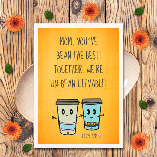 Funny Cute Coffee Kawaii Best Mum Ever Mothers Day Card