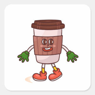 Funny Cute Coffee Square Sticker