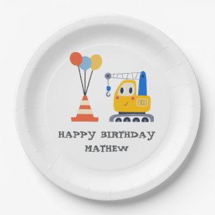 Funny & Cute Construction Birthday Paper Plate