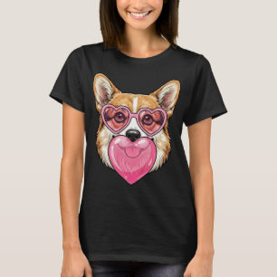 Funny Cute Corgi Dog Heart Bubble Gum Puppy Face T-Shirt