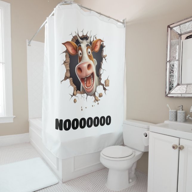Funny cute cow face country humour farmers shower curtain (In Situ)