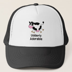 Funny Cute Cow Pun Cartoon Design Trucker Hat