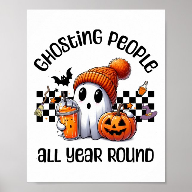 Funny Cute Creepy Ghost Halloween Graphic Kids Adu Poster (Front)