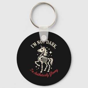 Funny Cute Creepy Unicorn Skeleton Dark Humor Goth Key Ring