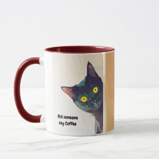Funny cute Curious Cat illustrated Mug