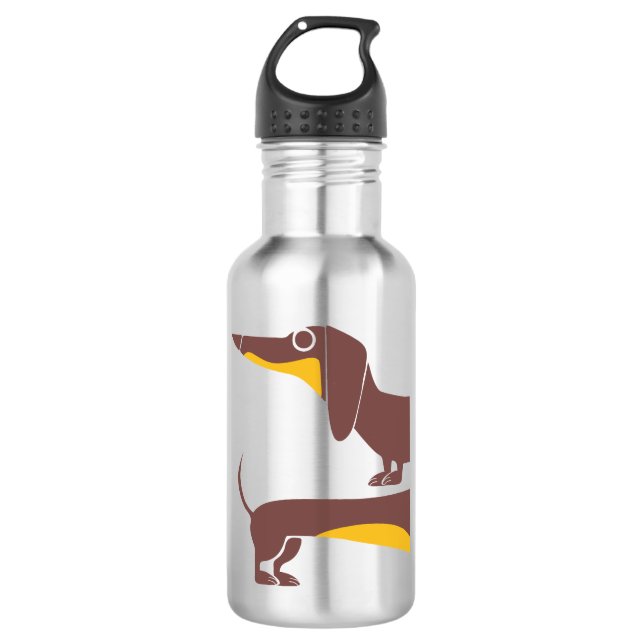 Funny cute dachshund for long dog parent 532 ml water bottle (Front)