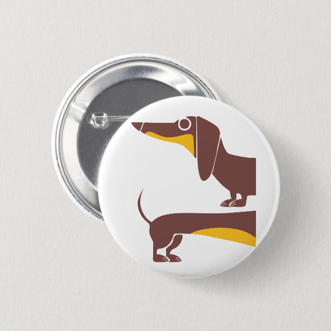 Funny cute dachshund for long dog parent 6 cm round badge (Front & Back)