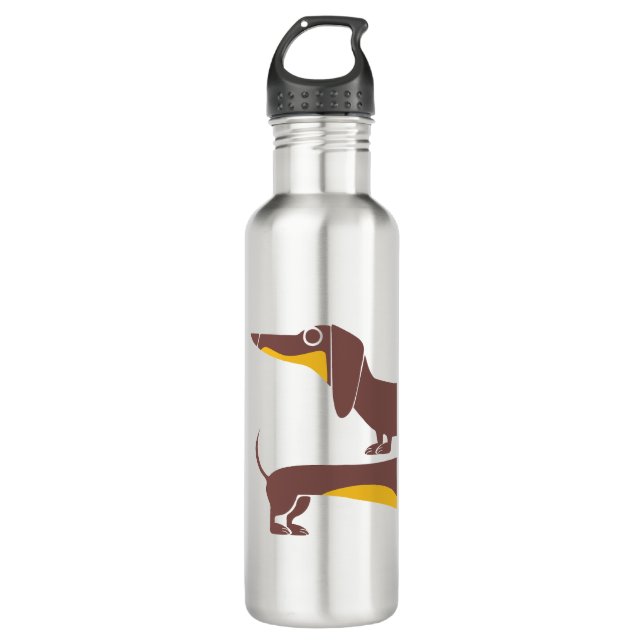 Funny cute dachshund for long dog parent 710 ml water bottle (Front)