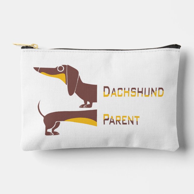 Funny cute dachshund for long dog parent accessory pouch (Front)