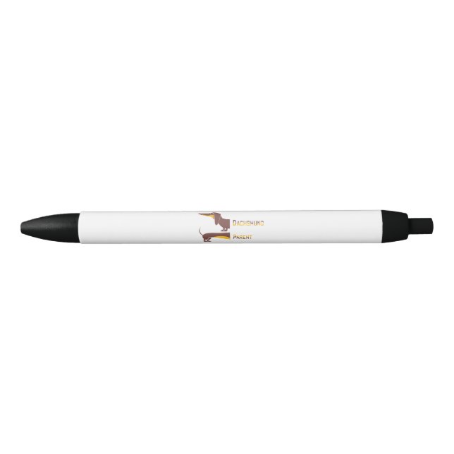 Funny cute dachshund for long dog parent black ink pen (Front)