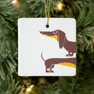 Funny cute dachshund for long dog parent ceramic ornament