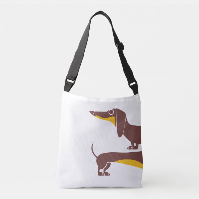 Funny cute dachshund for long dog parent crossbody bag (Front)