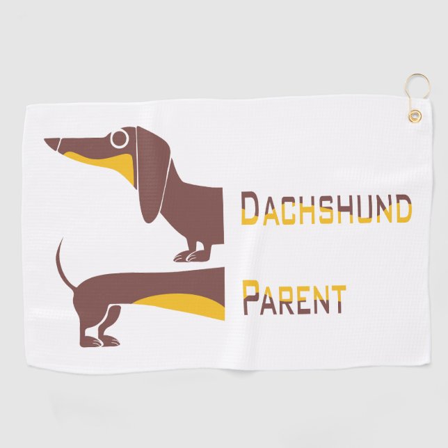 Funny cute dachshund for long dog parent golf towel (Horizontal)