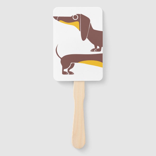 Funny cute dachshund for long dog parent hand fan (Front)